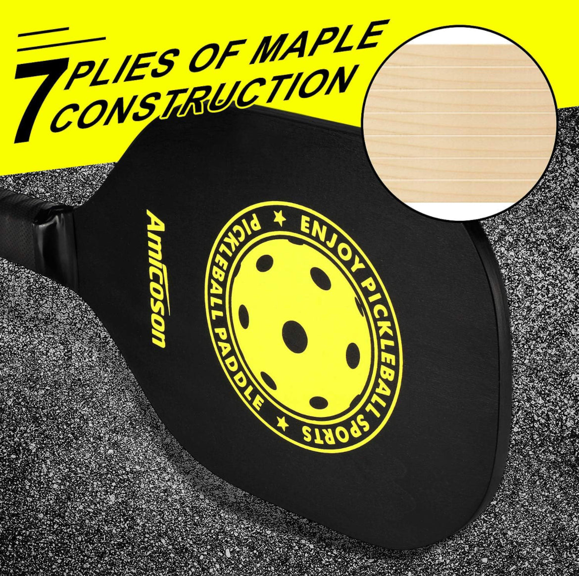 Juego de 4 palas de pickleball, bolas de pickleball, juego de 4 raquetas de madera de pickleball, 8 bolas de pickleball y 1 bolsa de transporte- Bisocan