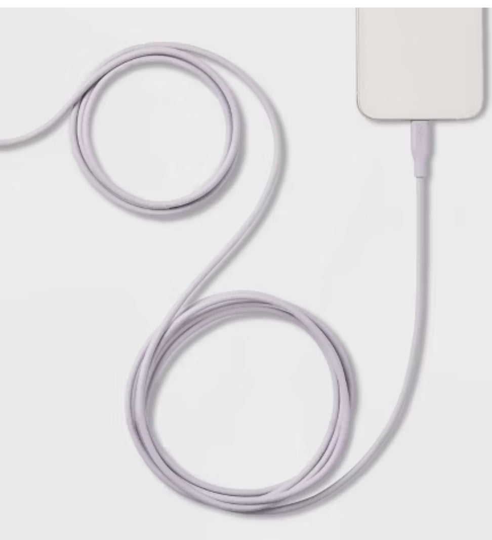 Cable redondo Lightning a USB-C de 10' - heyday™ Soft Purple