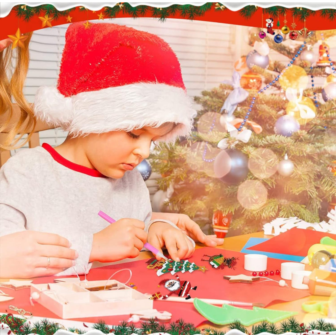 32 piezas de llavero de pintura de diamantes de Navidad, mini llavero de diamante 5D, kit de llavero de diamantes de imitación para bricolaje adornos de arte de Navidad