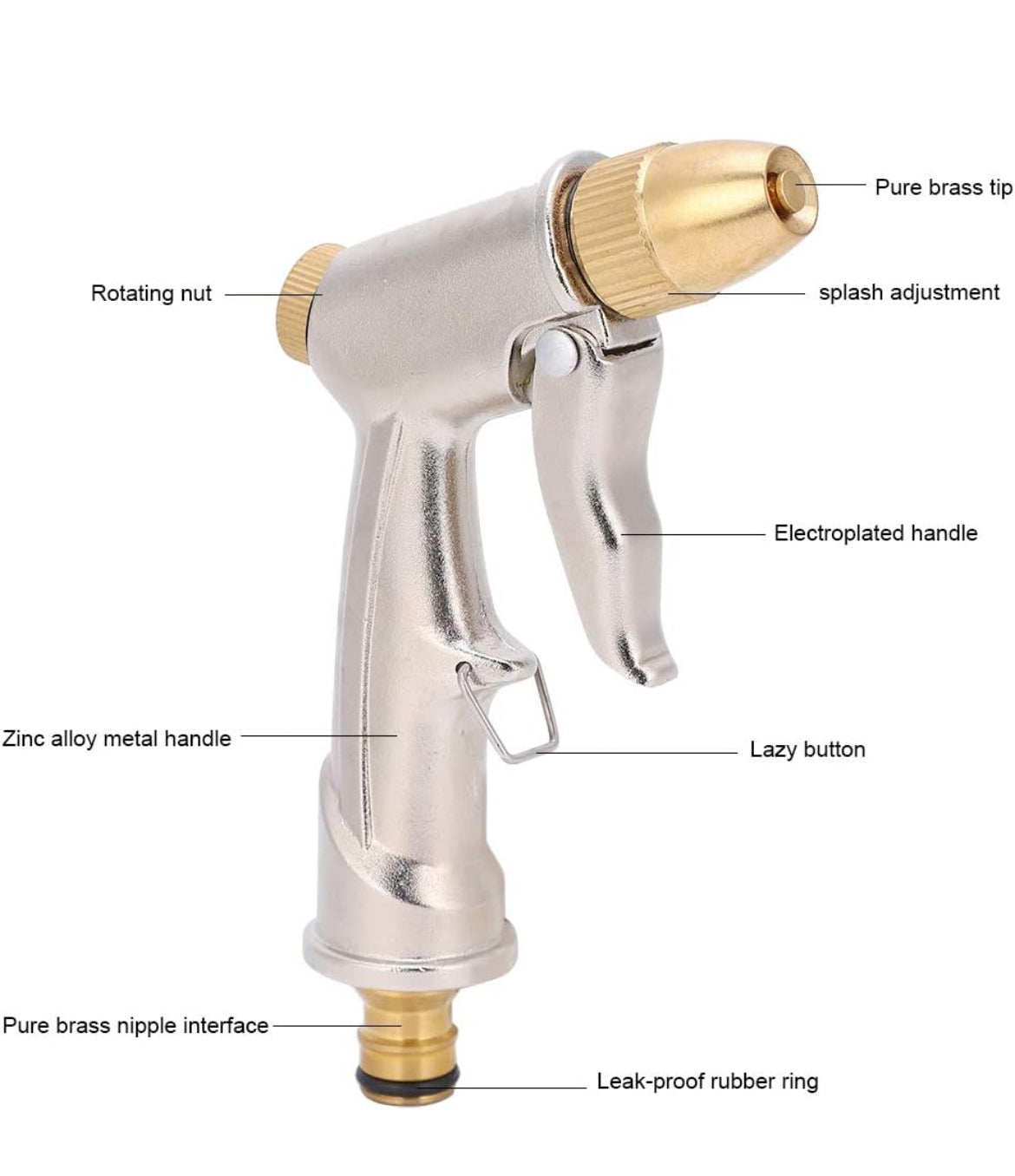 Pistola de lavado a presión Puras Limpiador de superficies de latón Metal Herramientas de limpieza por pulverización para el hogar
