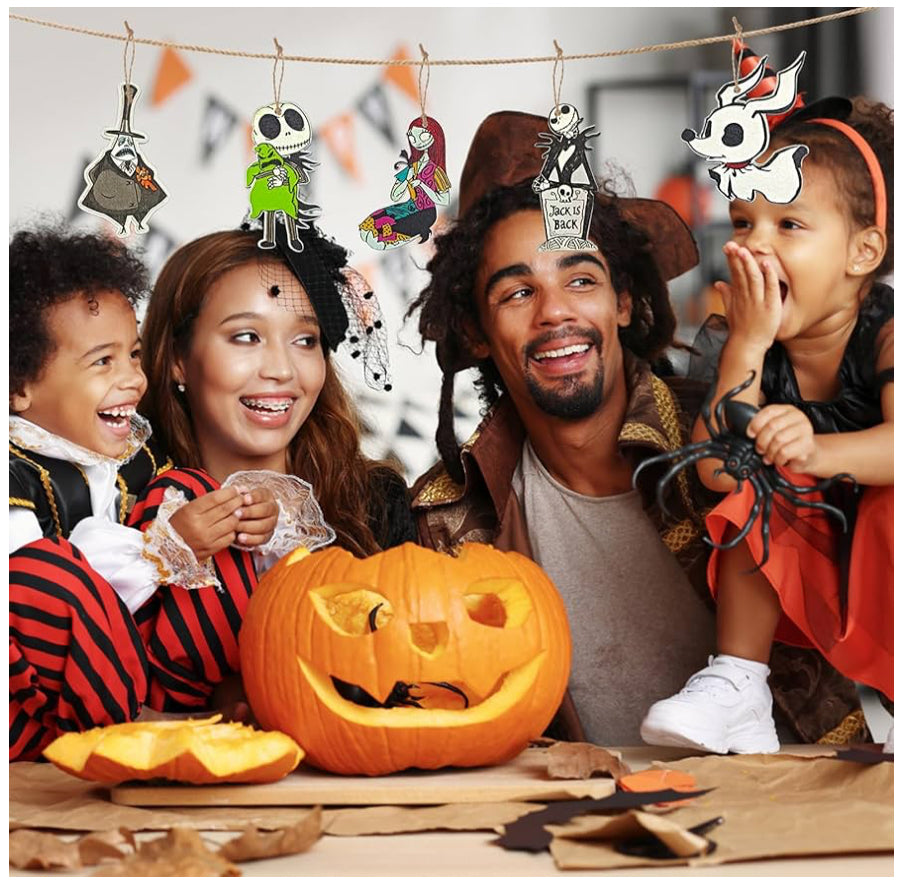 36 pcs - adornos de pesadilla de Navidad para Halloween, Navidad, pesadilla de madera, decoración de Halloween, bruja, calabaza, pesadilla, decoración de fiesta temática de Halloween