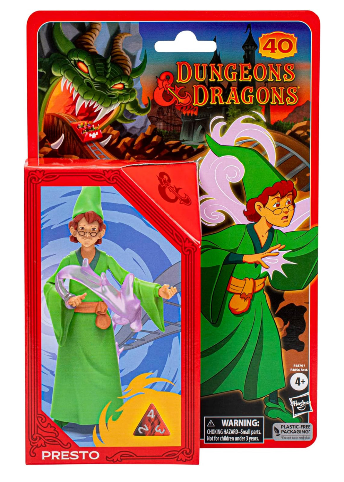 Dungeons & Dragons Cartoon Classics - Figura de acción Presto a escala de 6 pulgadas, dibujos animados de los años 80, incluye d4 del exclusivo juego de dados D&D