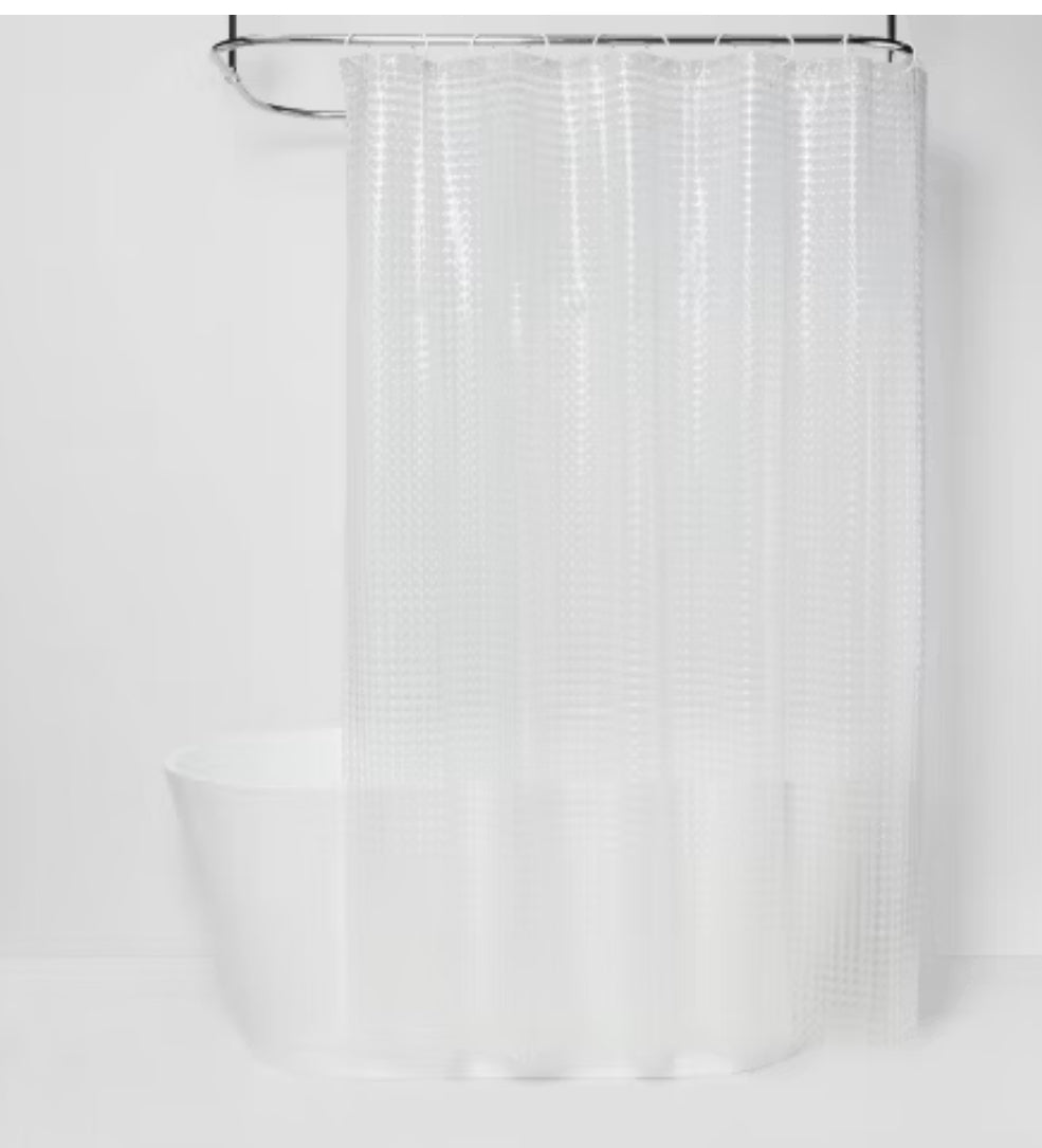 Cortina de ducha cúbica transparente - Room Essentials™: Revestimiento de baño PEVA, moldeado, sin PVC, resistente al agua- 70x 72 pulgadas