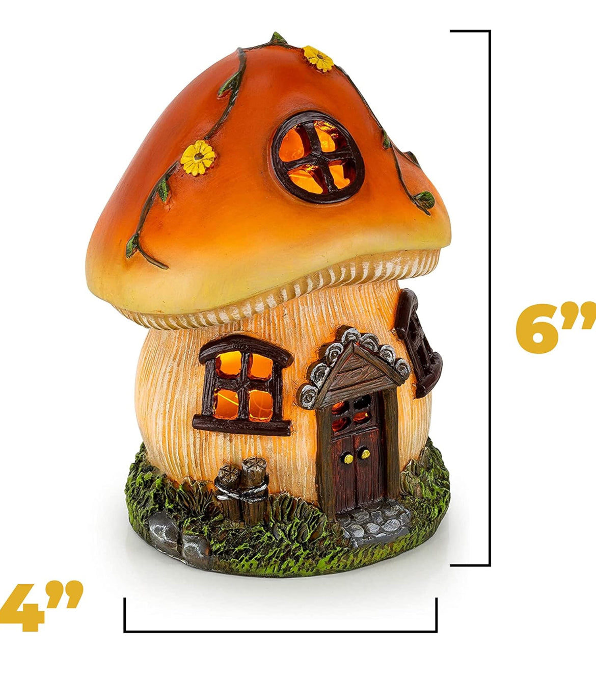 VP Home Mushroom Fairy House Luz solar para la decoración del hogar y al aire libre Casa de setas Solar Flickering LED Luz de jardín Casa de hadas Patio trasero Decoración de Halloween