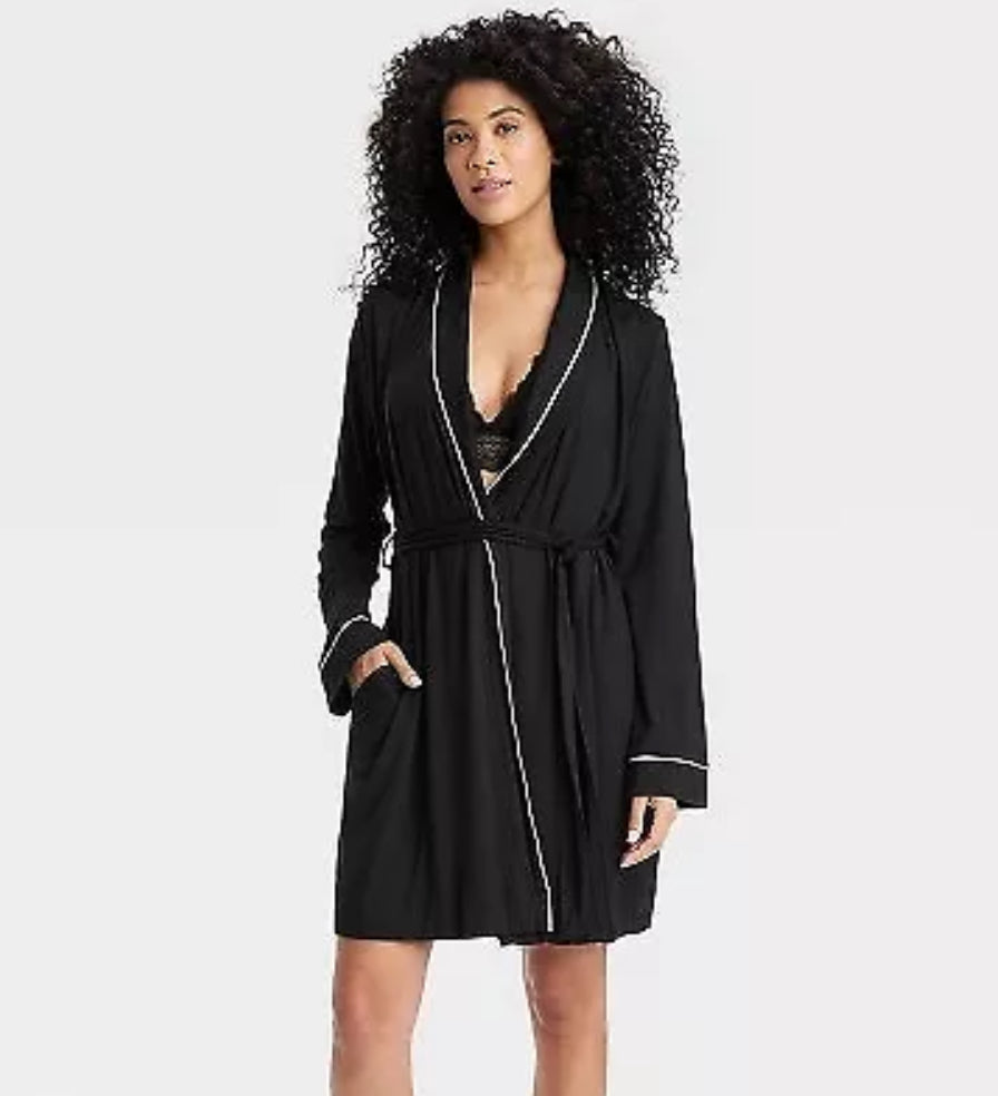 Bata para mujer bellamente suave - estrellas por encima negro M/L
