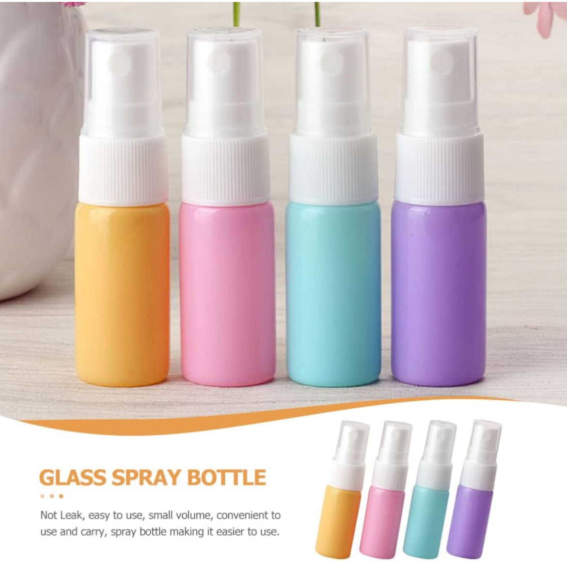 Beaupretty Botellas de spray de vidrio vacías de 0.3 fl oz, pulverizador de viaje, contenedor de muestras cosméticas, dispensador de aroma de viaje para el cuidado del cabello, maquillaje, 4 unidades