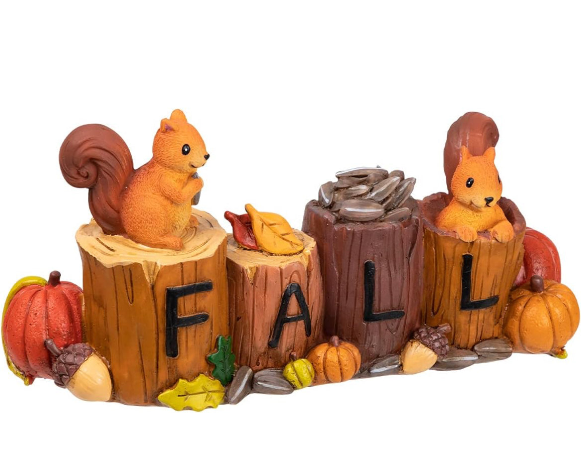 Decoración del hogar de resina de otoño, adornos rústicos de ardilla miniatura pintados a mano para el día de la cosecha de Acción de Gracias, decoración de cocina