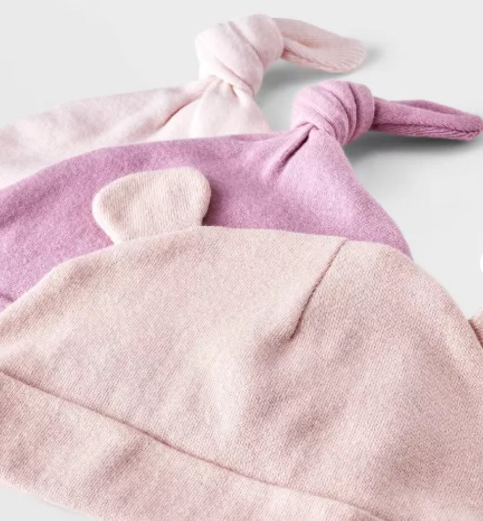 paquete de 3 gorros de algodón para niñas - Cloud Island™ Rosa