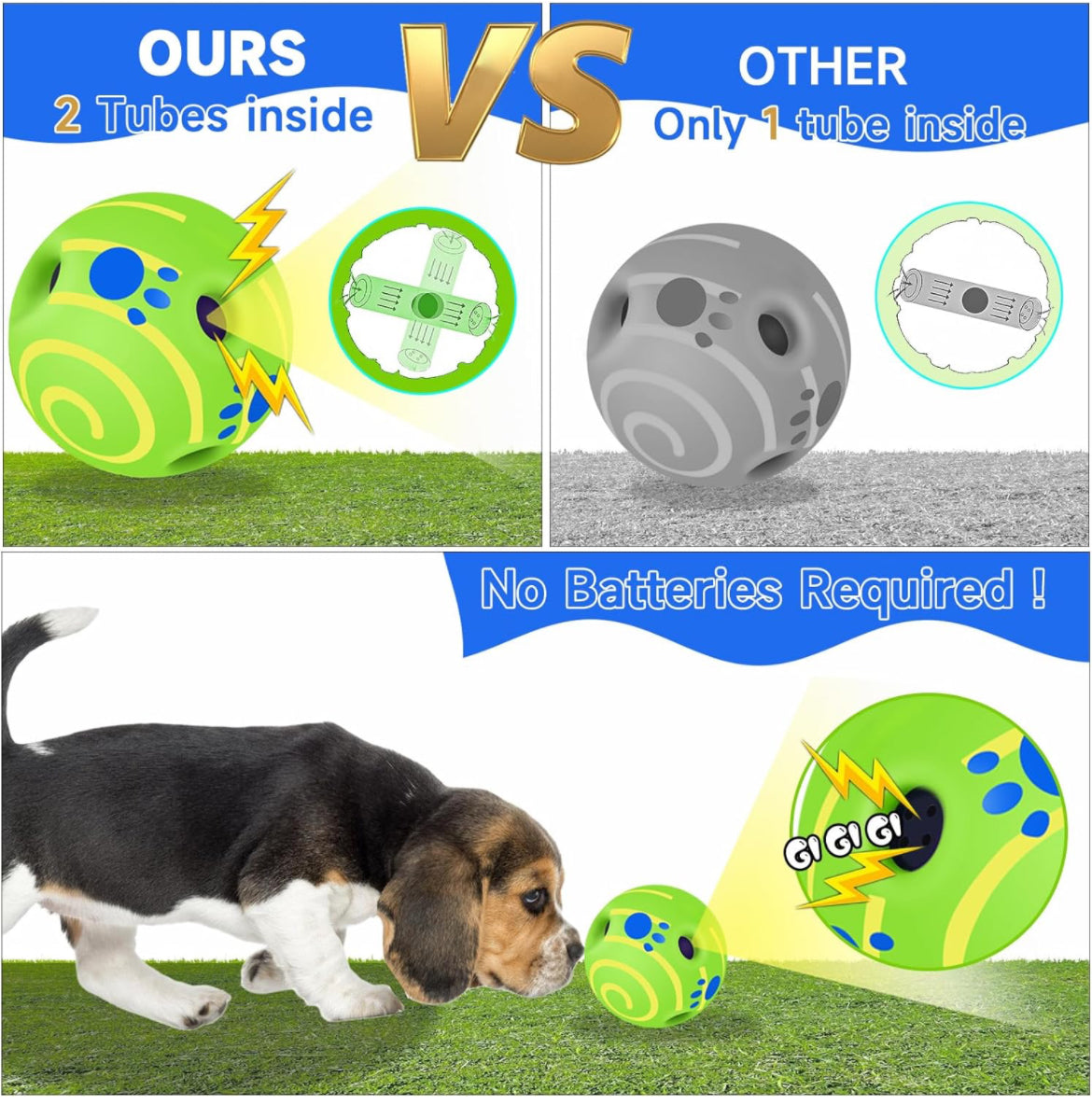 Wobble - Pelota para perros de risa, juguete interactivo para perros con sonidos divertidos, bola para perros que se tambalea para aliviar la ansiedad, rechinar los dientes, regalos de pelota para tu mascota