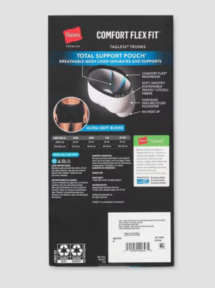 Hanes Premium para hombre de 3 paquetes con bolsa de soporte total antirafacción talla m
