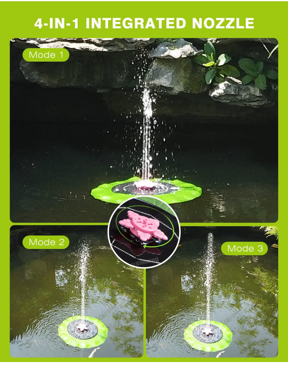 Bomba de fuente solar con hoja de loto, fuente de energía solar de 3 W con 6 boquillas, fuente de baño solar flotante para pájaros, alimentador de pájaros, suministros de jardinería