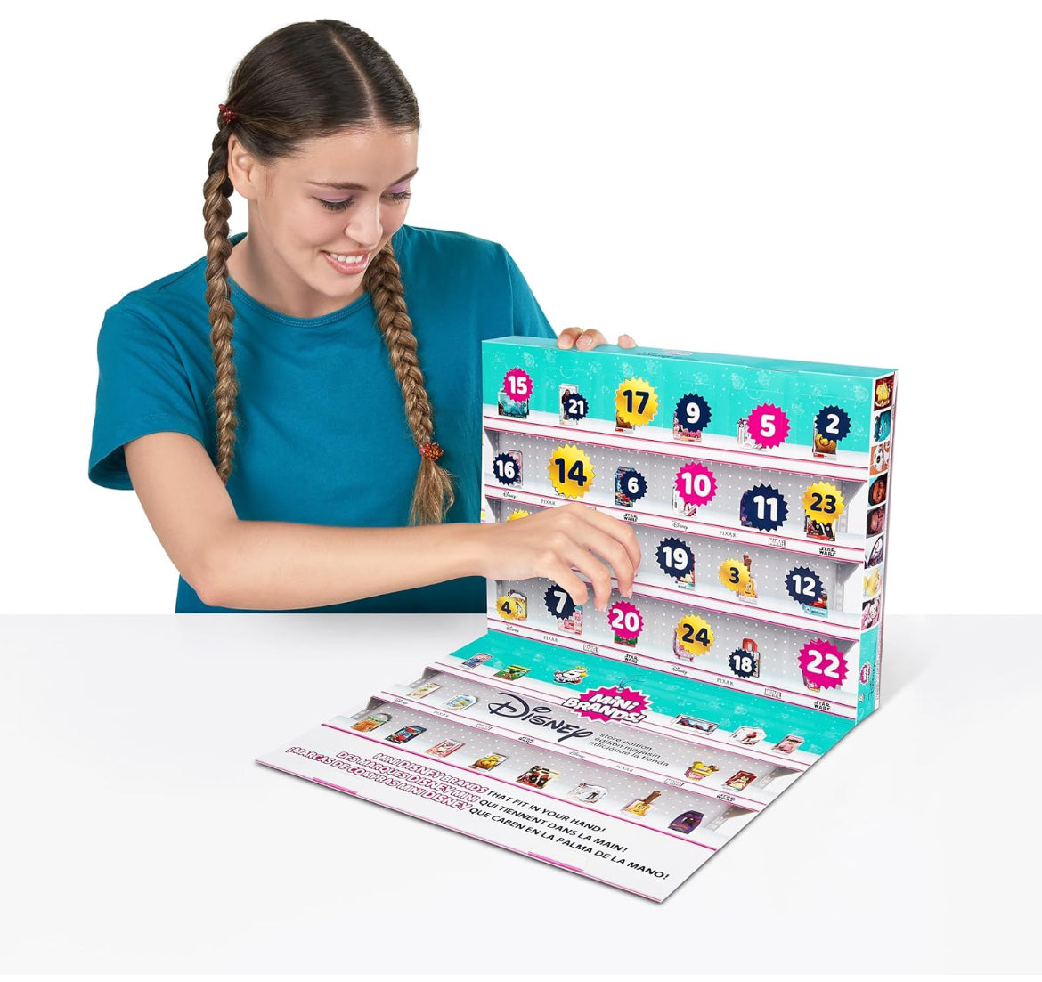 Mini Brands Disney Minis by ZURU Calendario de Adviento de edición limitada con 4 miniaturas exclusivas, juguetes coleccionables misteriosos viene con 24 miniaturas
