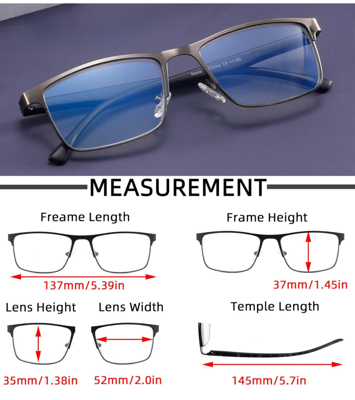 Paquete de 4 lentes de lectura para hombre, bloqueo de luz azul, bisagra de resorte, elegantes lectores de marco completo de metal para hombres con filtro antirreflejos +3.50 - incluye 2 paños de microfibra