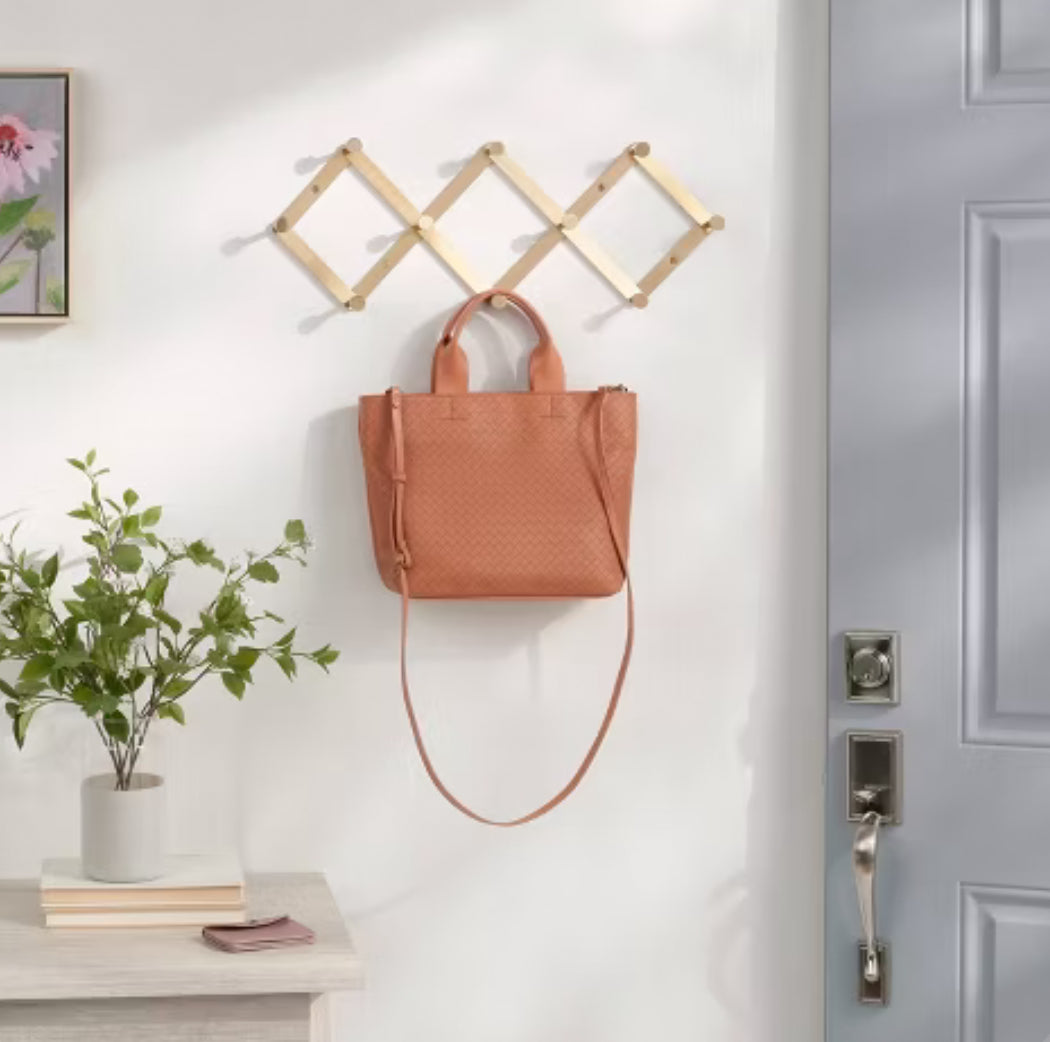 Accordian 10 Hooks Rail Gold - Brightroom™: Estante de gancho decorativo montado en la pared, aluminio lacado, 15" de longitud