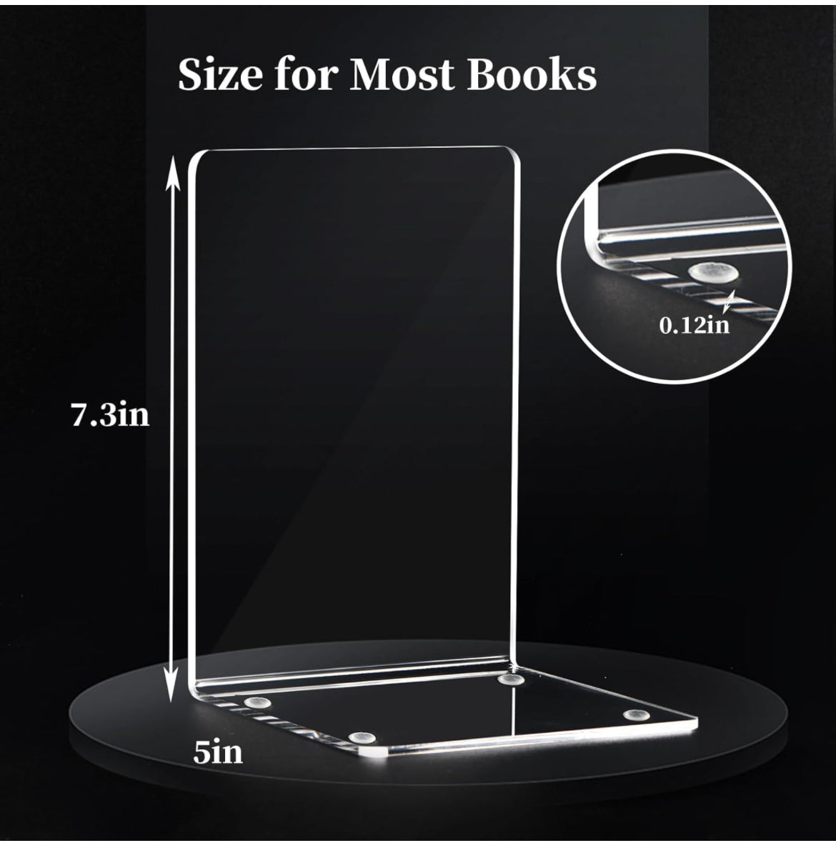 Sujetalibros acrílicos, soportes transparentes para libros, organizador de libros con 24 alfombrillas antideslizantes de silicona para biblioteca, oficina, escuela (5 x 5 x 7.3 pulgadas de grosor) set de 2 - 4 pcs total