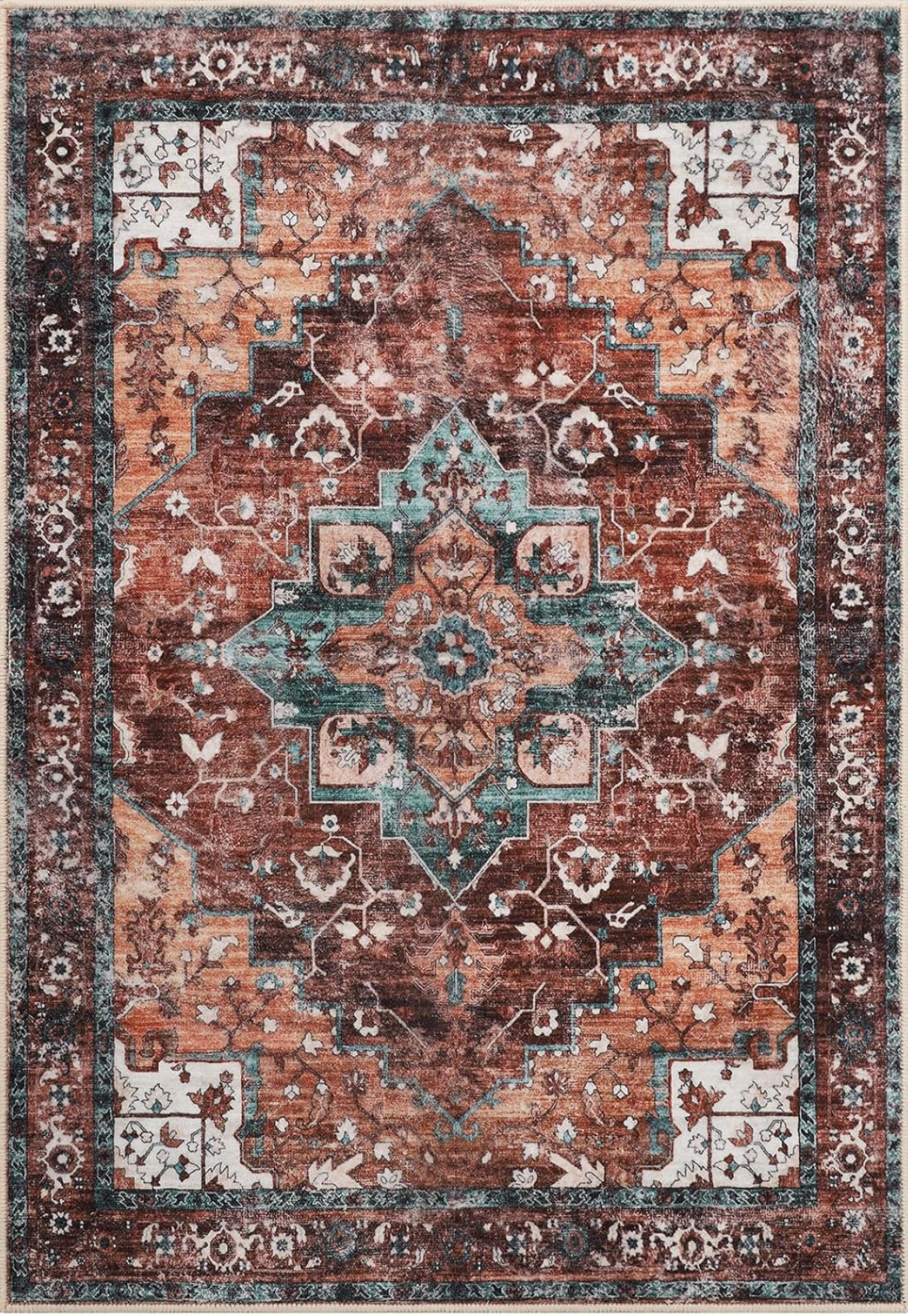 Tapete tribal bohemio de 2 x 3 pies, tapete de entrada pequeño, de lana sintética, antideslizante, lavable, de pelo bajo, para interiores, entrada delantera, cocina, baño (rojo, 2 x 3 pies)