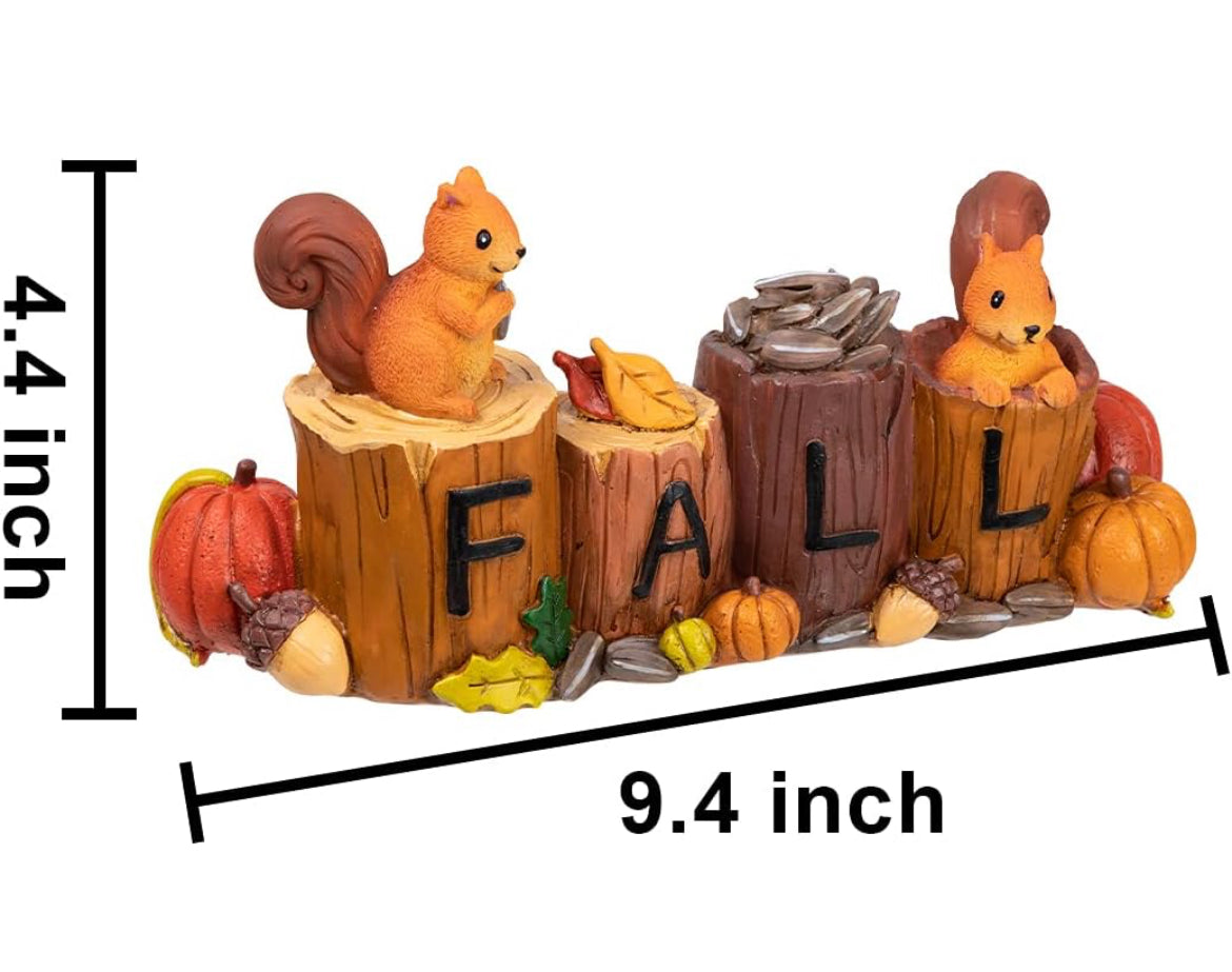 Decoración del hogar de resina de otoño, adornos rústicos de ardilla miniatura pintados a mano para el día de la cosecha de Acción de Gracias, decoración de cocina