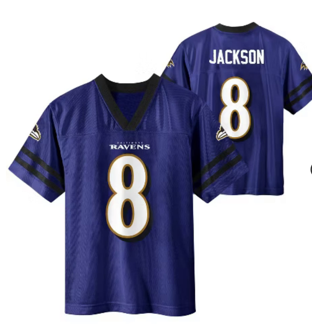 Camiseta de manga corta Lamar Jackson para niños de los NFL Baltimore Ravens- Talla Xl (16/18)