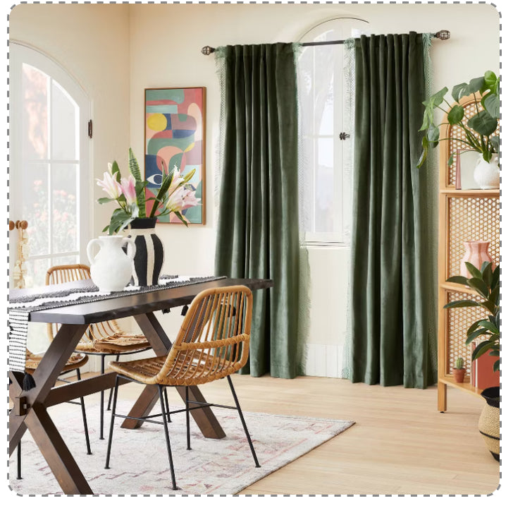 1 pieza de panel de cortina de ventana de terciopelo de macramé con filtro de luz - Opalhouse™ diseñado con Jungalow™