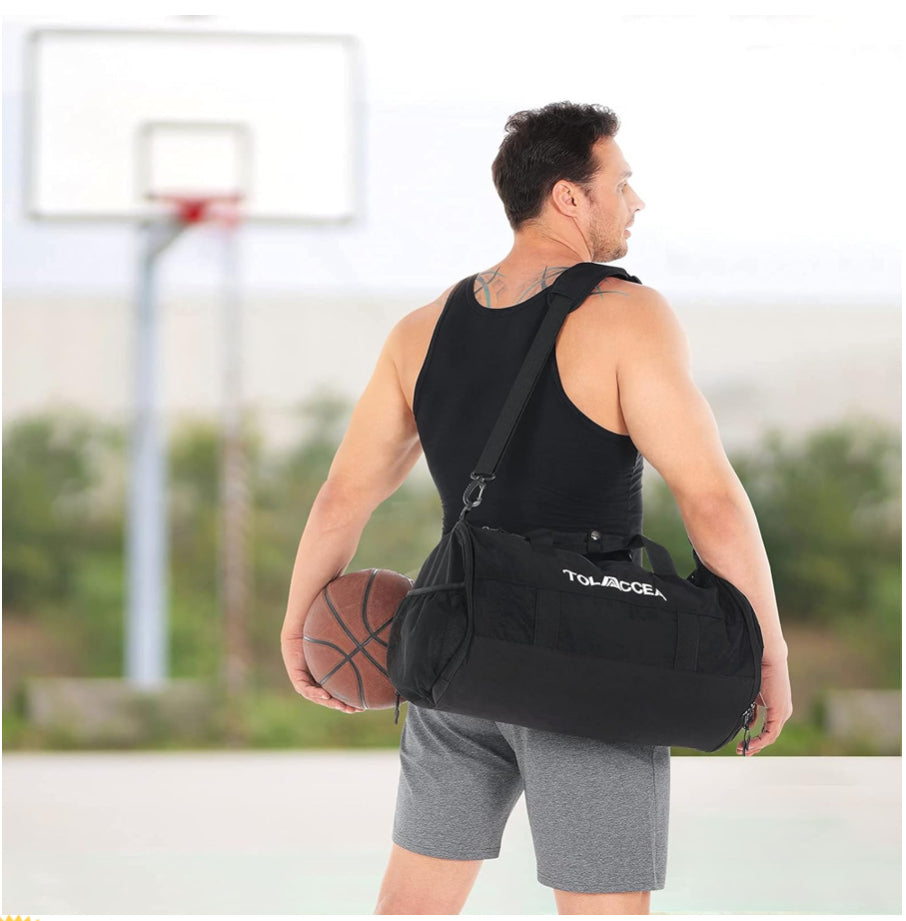 Bolsa de gimnasio Bolsas de lona deportivas para hombres Bolsas deportivas de baloncesto con zapatos Compartimento y bolsa de lona de viaje de bolsillo para hombres E-friendly & Lightweight