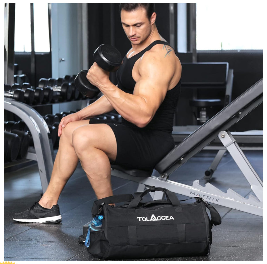 Bolsa de gimnasio Bolsas de lona deportivas para hombres Bolsas deportivas de baloncesto con zapatos Compartimento y bolsa de lona de viaje de bolsillo para hombres E-friendly & Lightweight