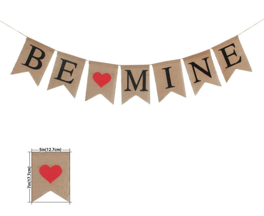 Cartel de arpillera con texto en inglés «Be Mine» para decoración de matrimonio, accesorios de cabina de fotos, suministros para decoración del día de San Valentín, decoración