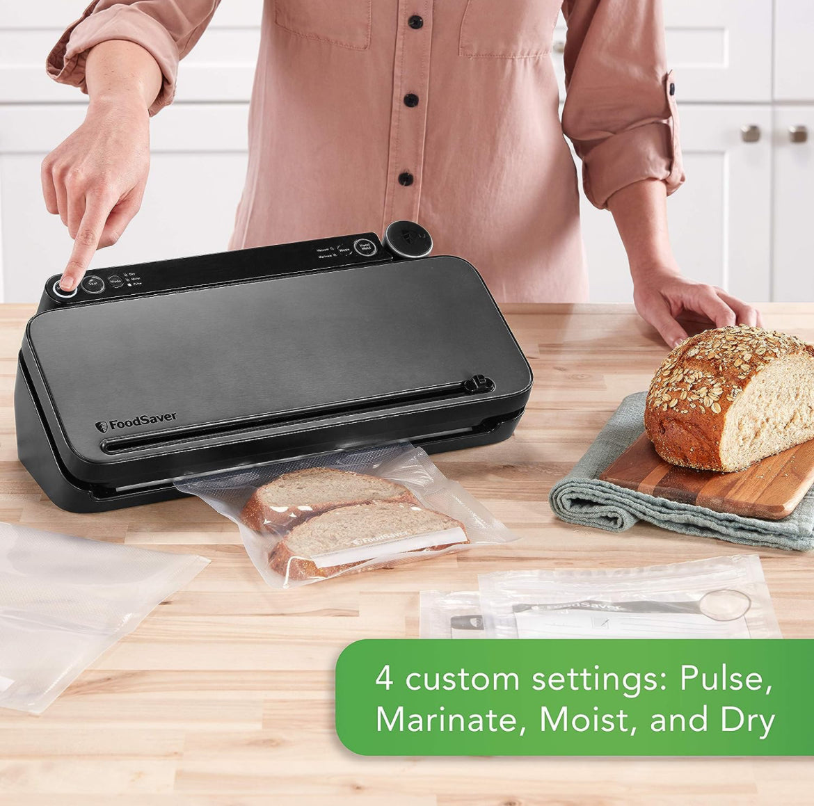 Sistema de sellado al vacío FoodSaver VS2110, sellador al vacío de alimentos. Negro/gris oscuro