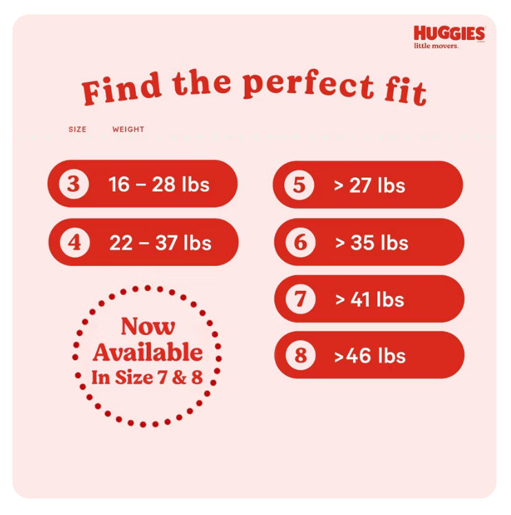 Pañales desechables para bebés Huggies Little Movers- 84 pañales- etapa 6