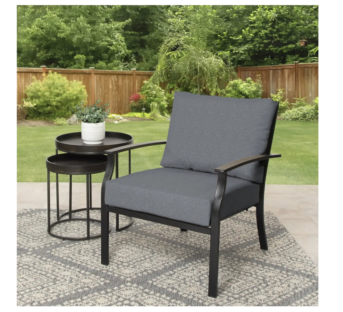 Better Homes & Gardens 45" x 24" Rectángulo gris al aire libre Cojín de asiento profundo de 2 piezas