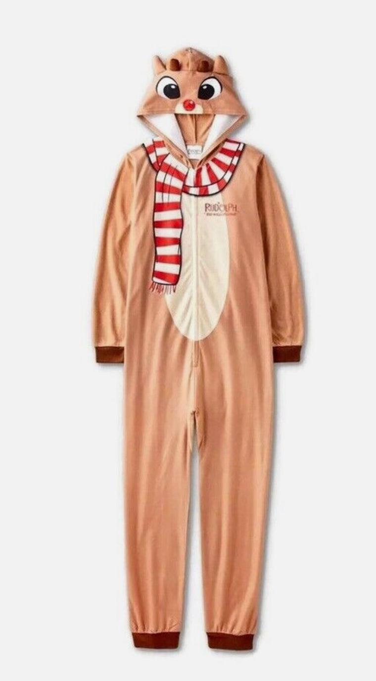 Pijama Rudolph the Red Nariz Reno Niña, Niño Con Capucha Vacaciones Dormido-Talla S (6-6X)