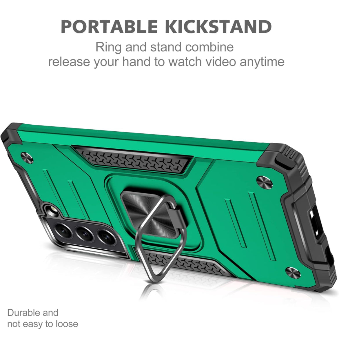 AYMECL Funda para Samsung Galaxy S22 Plus con 2 unidades de protección de pantalla de TPU flexible autorreparable, grado militar, doble a prueba de golpes, con función atril para Galaxy S22 Plus 5G, color verde oscuro