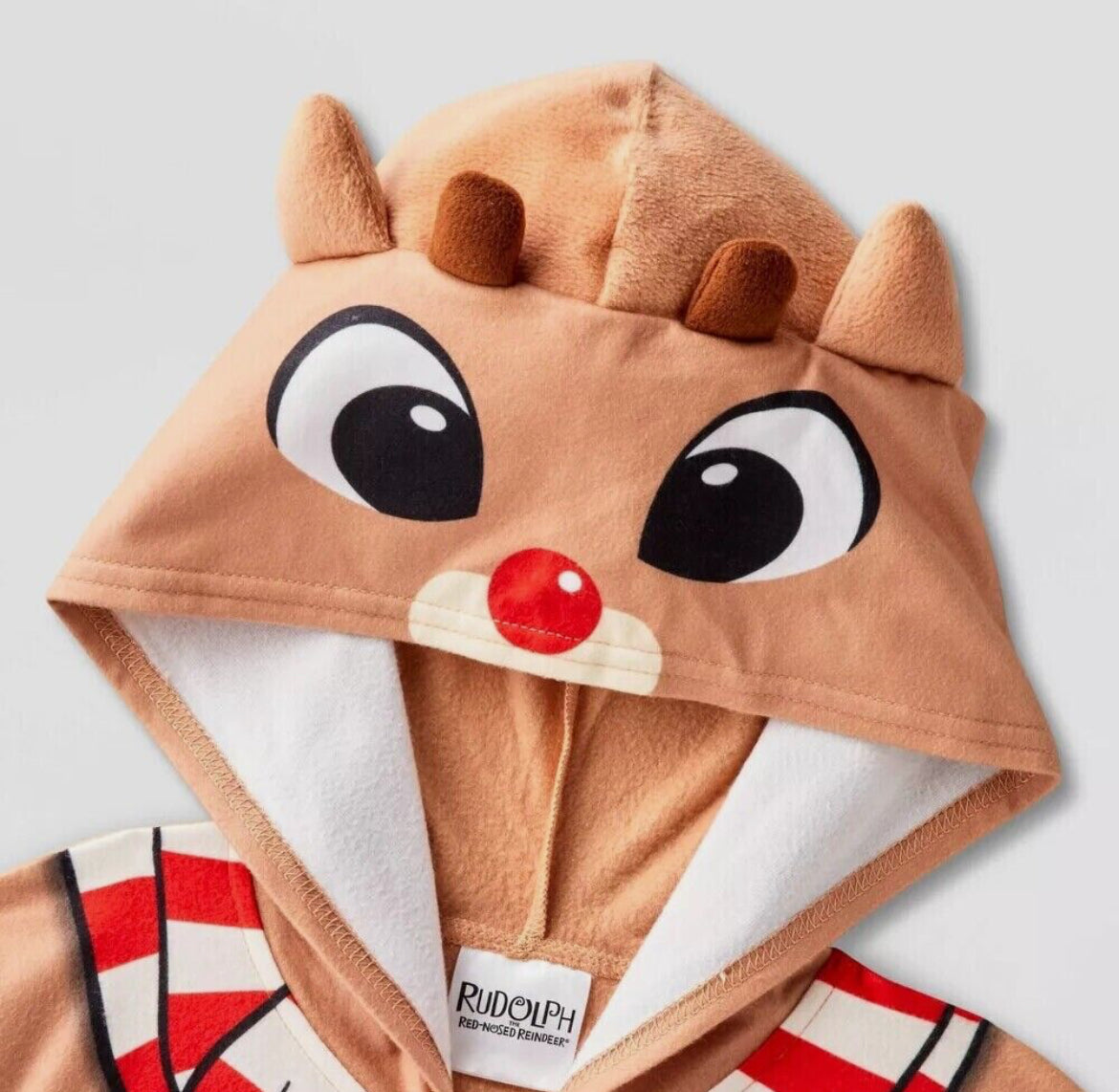 Pijama Rudolph the Red Nariz Reno Niña, Niño Con Capucha Vacaciones Dormido-Talla S (6-6X)