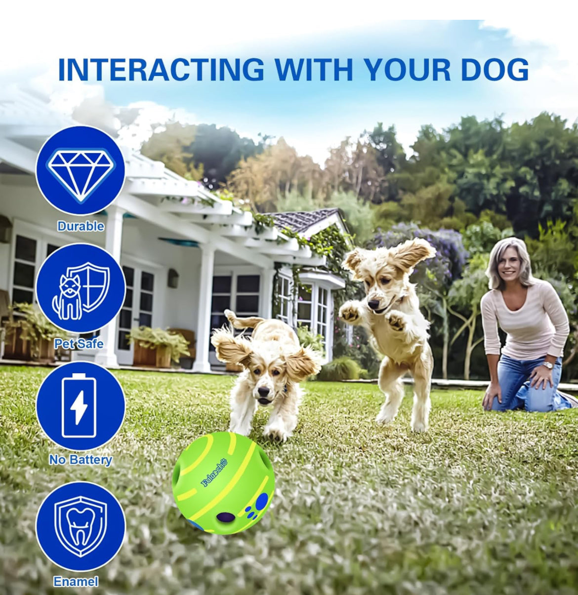 Wobble - Pelota para perros de risa, juguete interactivo para perros con sonidos divertidos, bola para perros que se tambalea para aliviar la ansiedad, rechinar los dientes, regalos de pelota para tu mascota