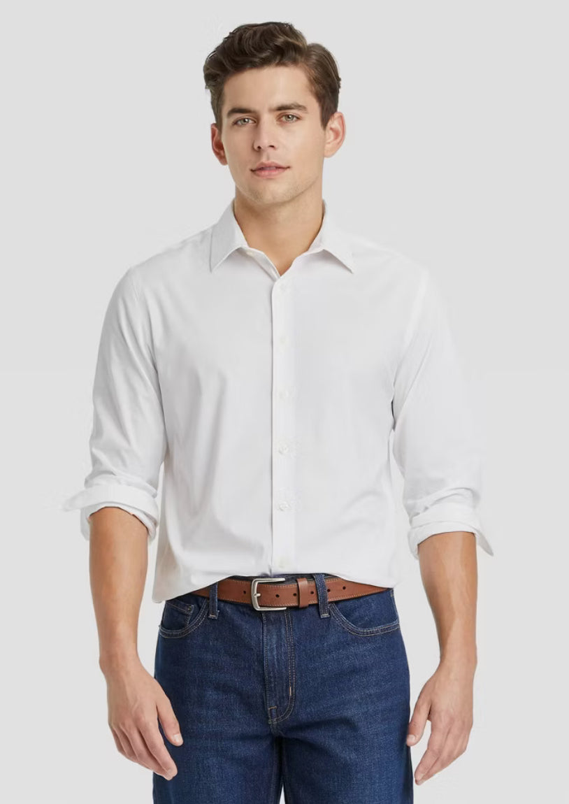 Camisa de vestir Goodfellow & Co de rendimiento con botones manga larga para hombre- talla M - standar fit - strech
