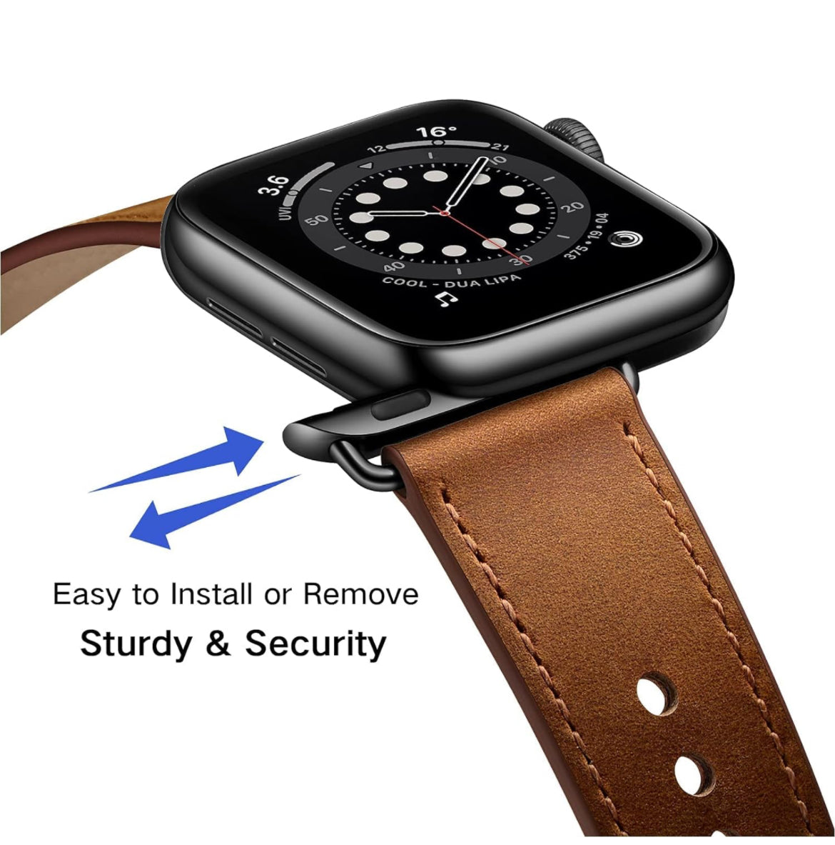 Correa de repuesto compatible con Apple Watch de 45mm 44mm 42mm 41mm 40mm 38mm, correa de repuesto de cuero genuino para iWatch SE Series 7 6 5 4 3 2 1 (marrón retro y negro, 45mm 44mm 42mm)