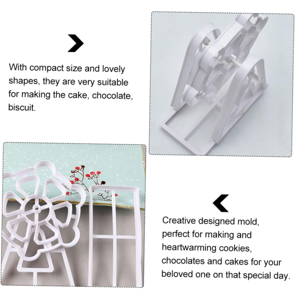 Zerodeko 3 Piezas Molde Para Galletas Rueda De La Fortuna Gomitas Rellenas De Gelatina Utensilios De Cocina Para Hornear Pastelitos Para Chocolate De Boda El Plastico Postre