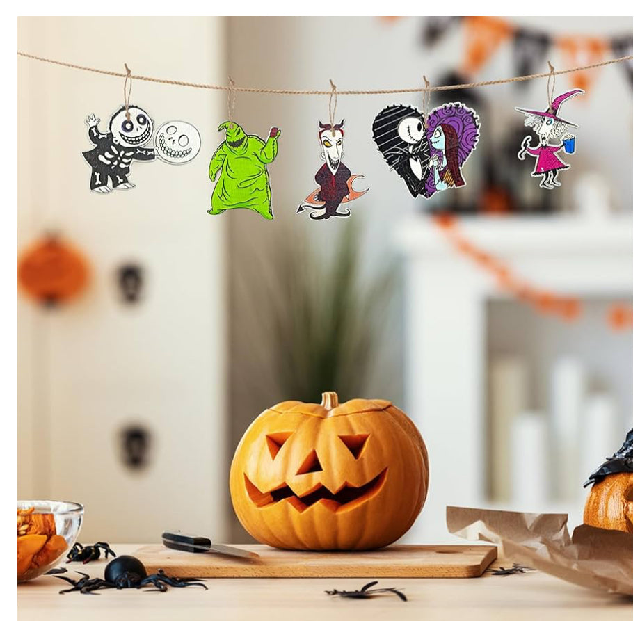 36 pcs - adornos de pesadilla de Navidad para Halloween, Navidad, pesadilla de madera, decoración de Halloween, bruja, calabaza, pesadilla, decoración de fiesta temática de Halloween