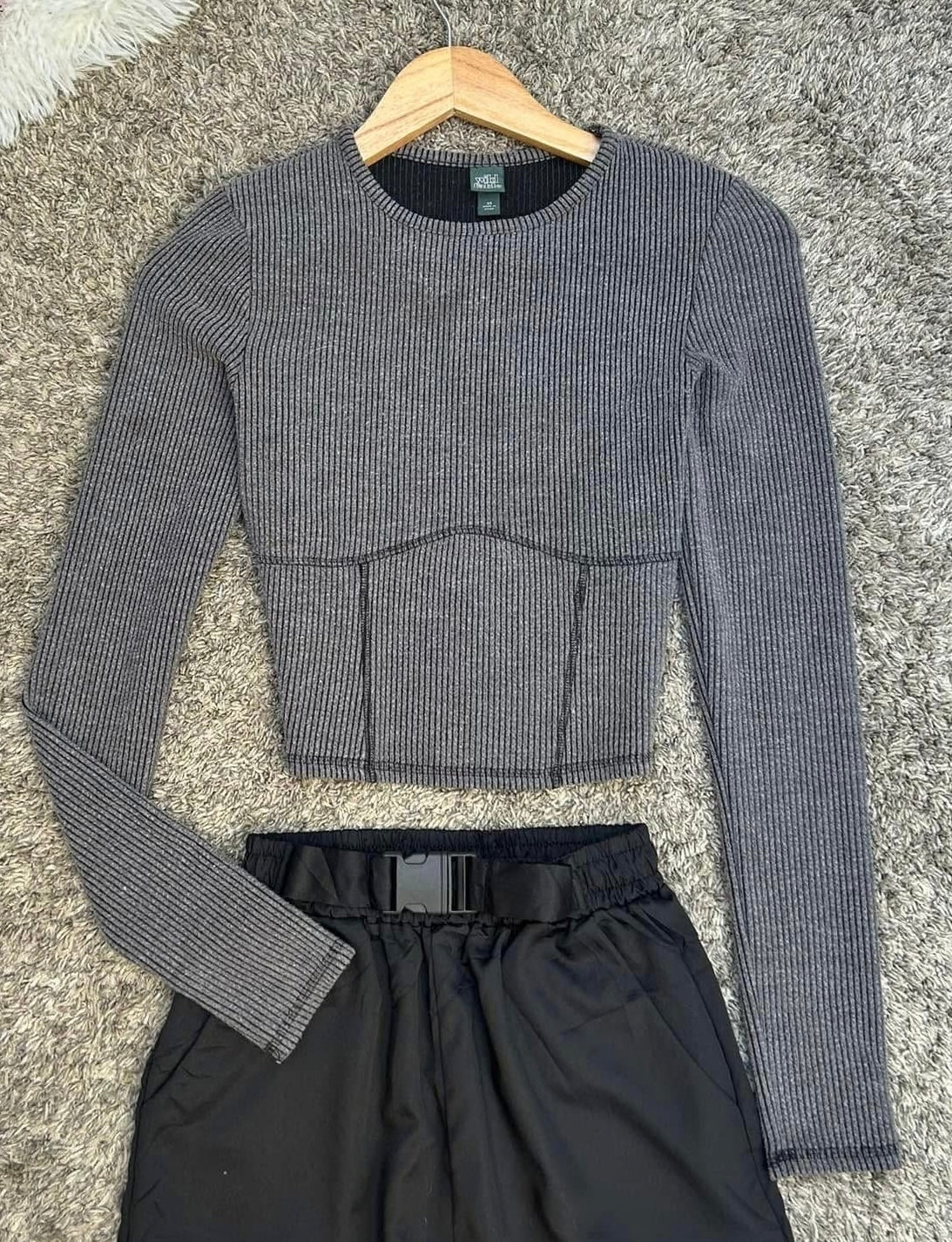 Blusa manga larga acanalada - wild fable - talla L
