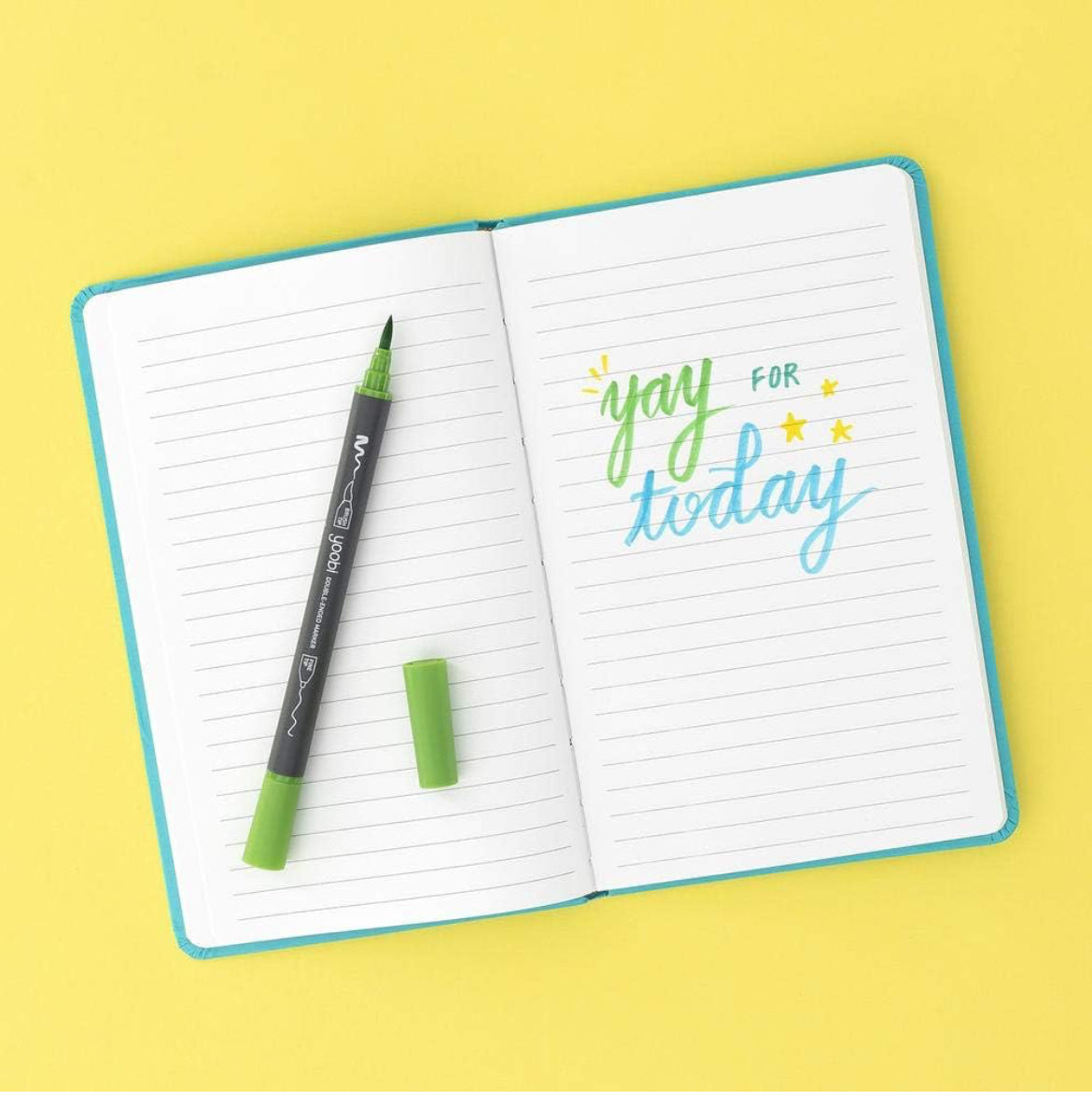 Yoobi Blue Journal | Cuaderno de tapa dura duradero con cierre elástico | Reglado por la universidad, 80 hojas forradas | Perfecto para escritura, escuela, trabajo, listas | Usted compra, Yoobi da | 5,2" x 8,5"