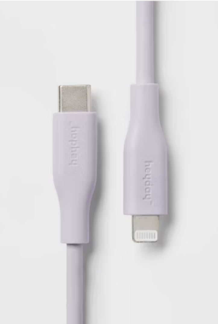 Cable redondo Lightning a USB-C de 10' - heyday™ Soft Purple