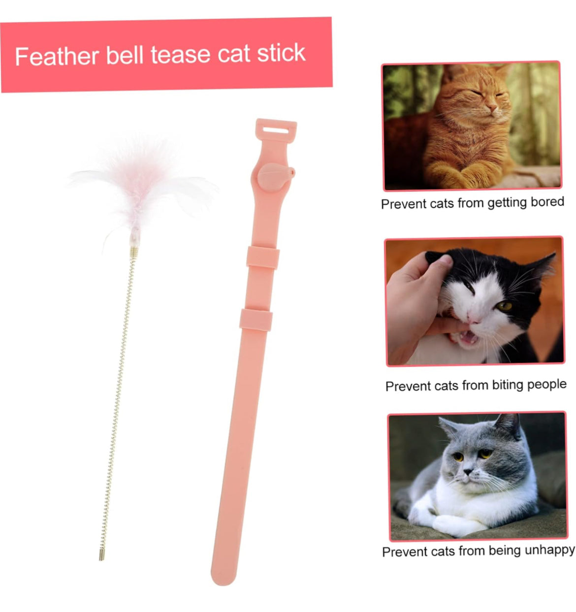 NOLITOY 3 piezas .Teaser Ejercicio de gato Juguete de palo, Bailarín de gato Varilla de entrenamiento de gato Collar de mascota Princesa Pecera Decoraciones Juguetes de masticar Juguete Varita de gato Deportes Cuerda ,rosa artificial