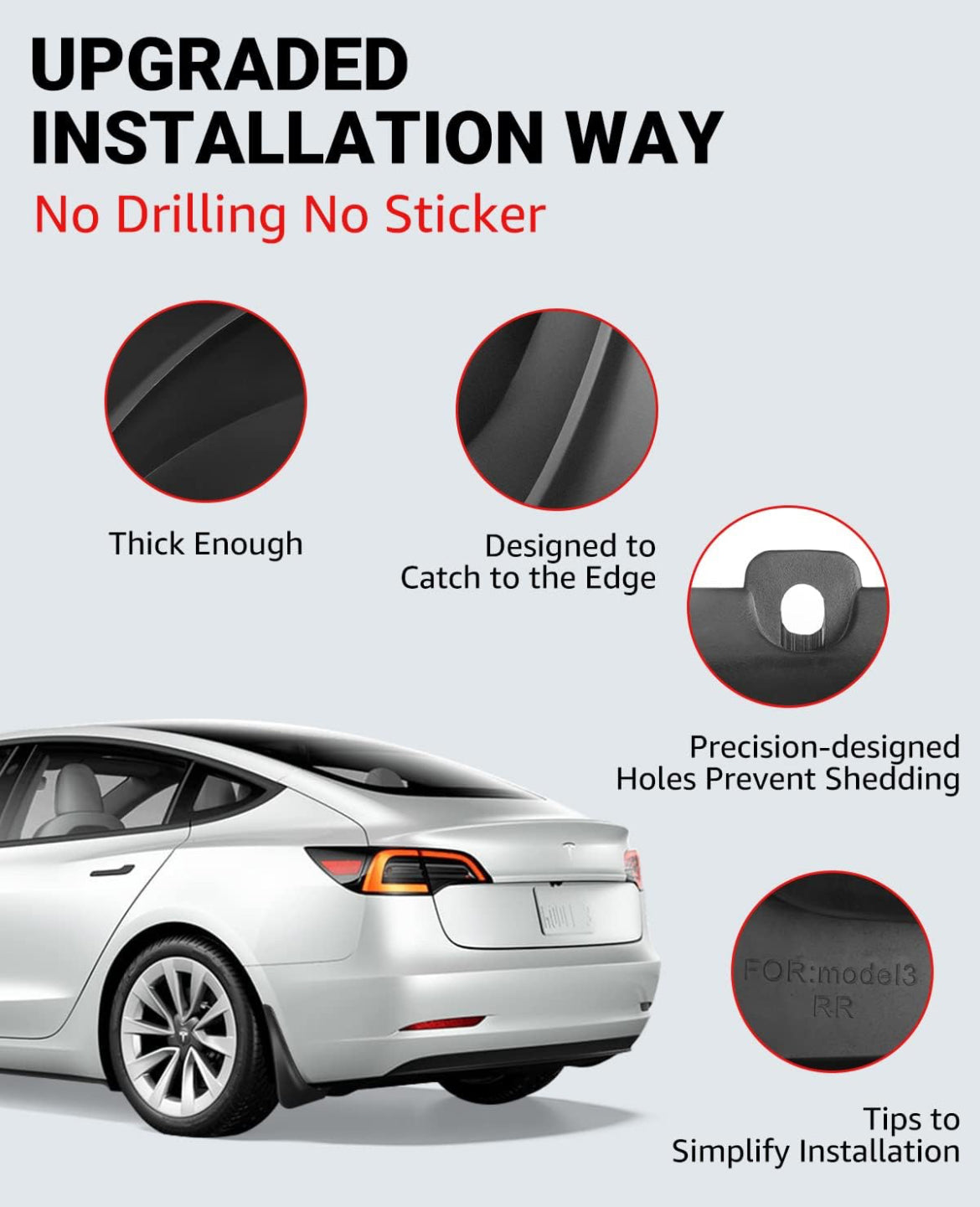 BASENOR Tesla Model 3 Guardabarros Guardabarros Protección contra sedimentos de vehículos de Invierno 2016-2023 (Juego de 4)