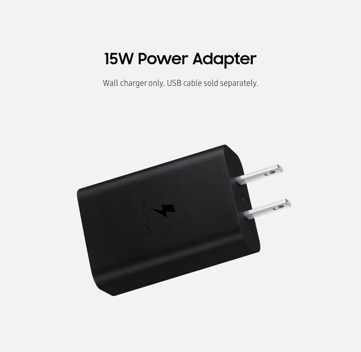 Samsung - Cargador de pared tipo C de 15 W (cable no incluido), color negro