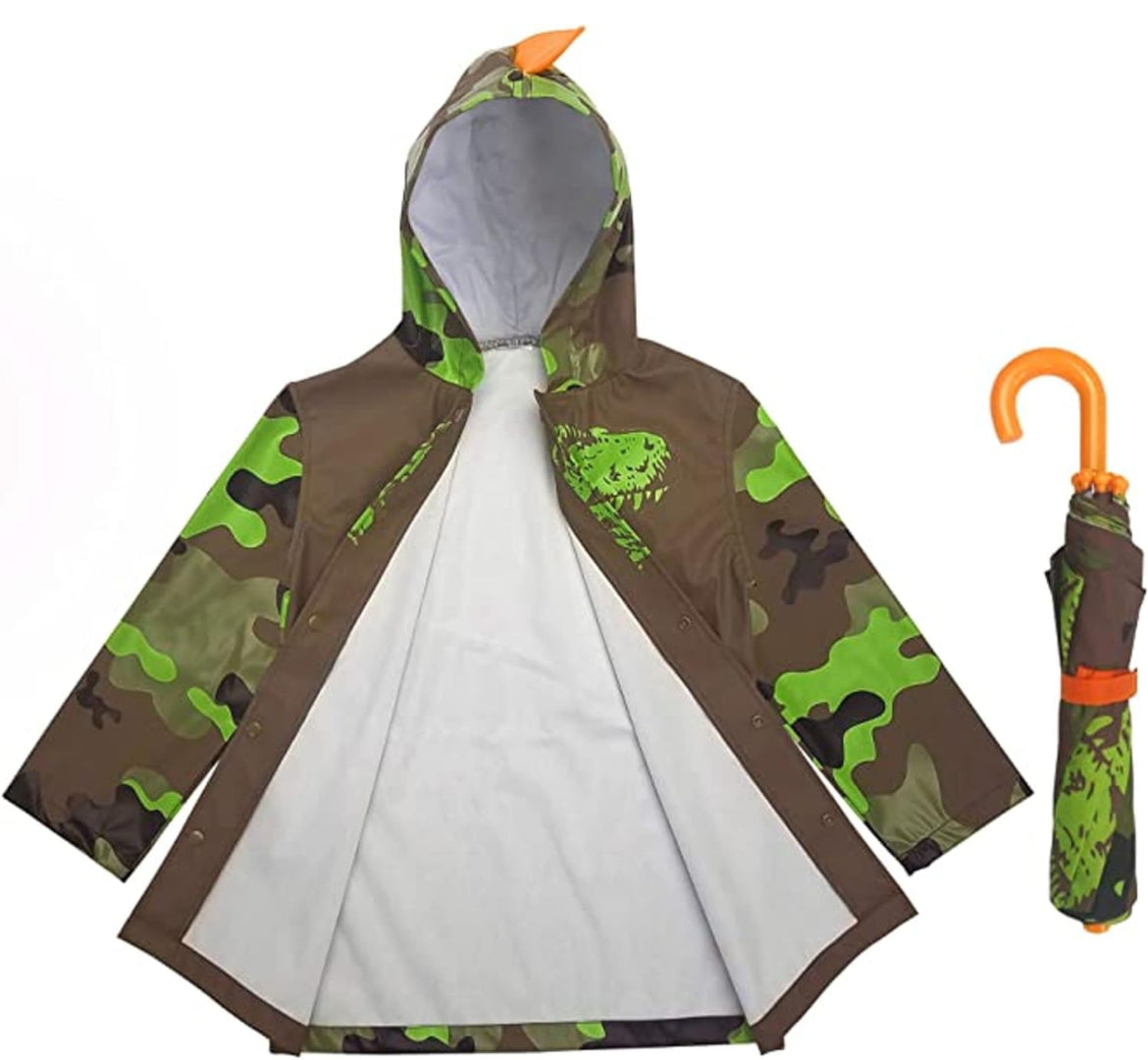 Conjunto de paraguas para niñas y niños y abrigos de lluvia, paraguas para niños pequeños, chaqueta para niños y niñas (3-9 años)