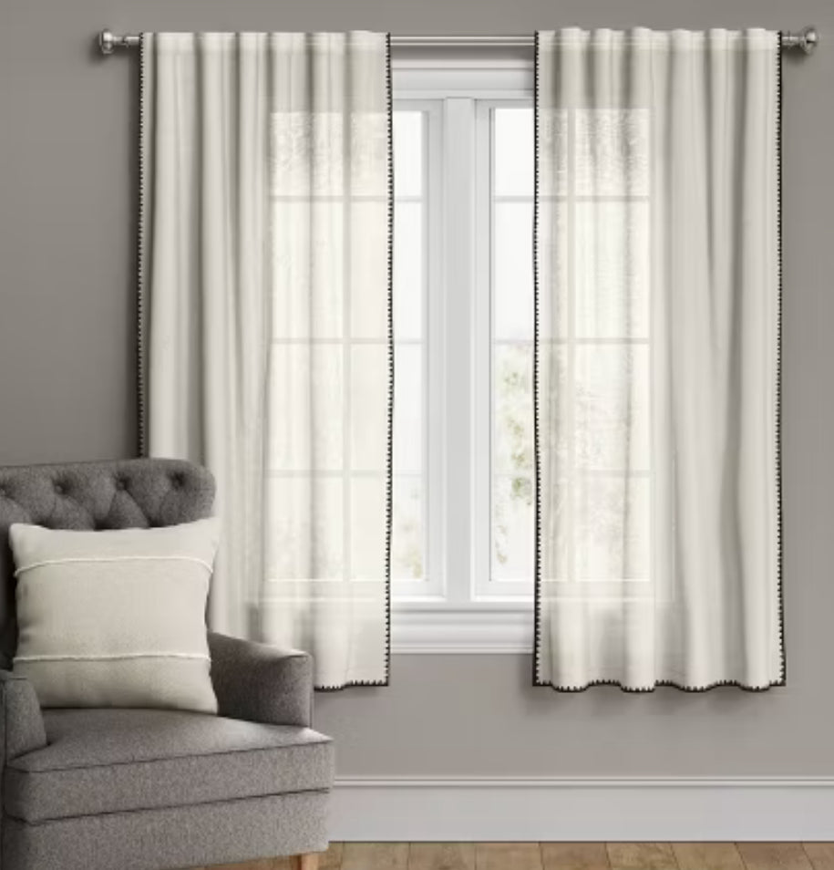 1pc Panel de cortina de ventana con borde cosido con filtro de luz - Threshold™