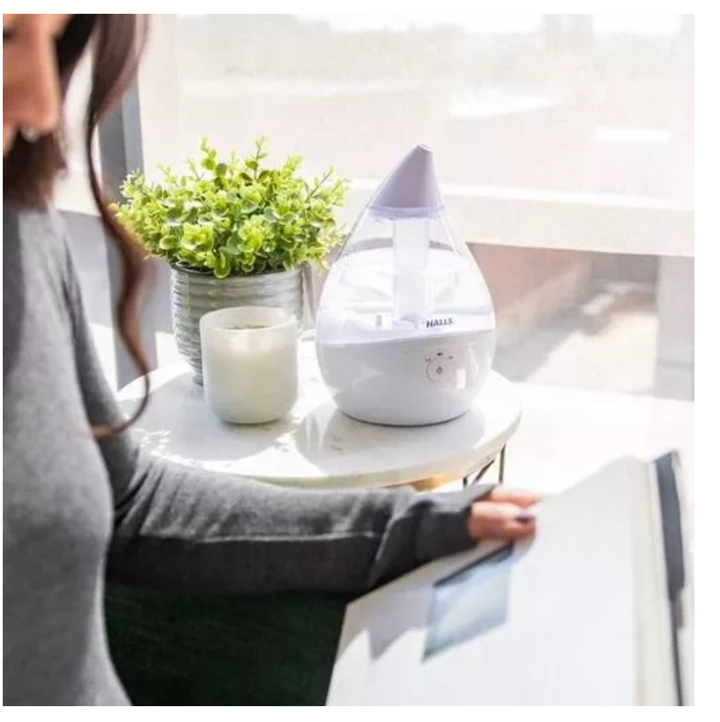 Humidificador de gotas Grúa + HALLS, 0,5 GALONES, transparente/blanco
