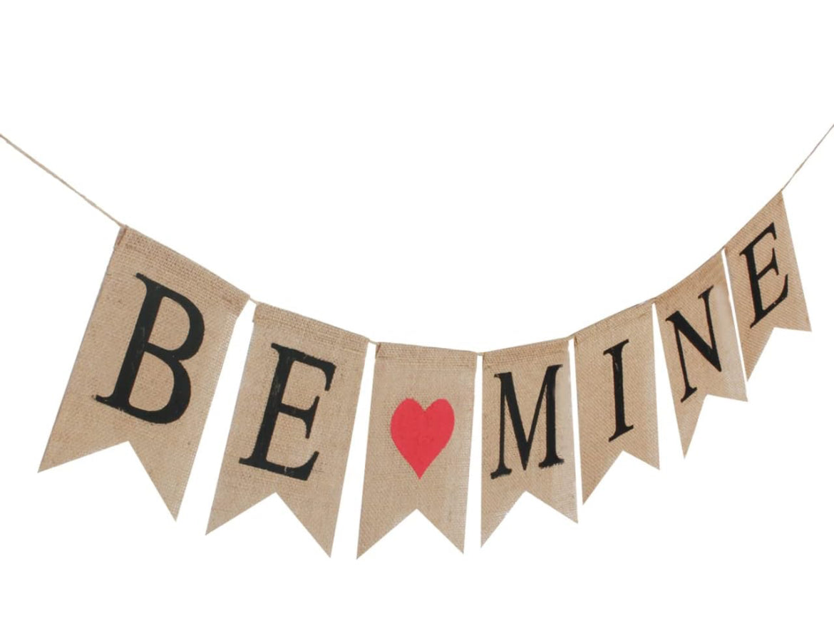 Cartel de arpillera con texto en inglés «Be Mine» para decoración de matrimonio, accesorios de cabina de fotos, suministros para decoración del día de San Valentín, decoración