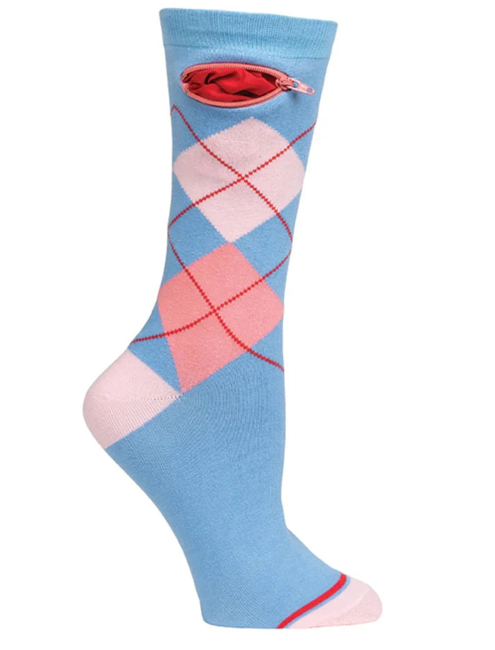 EQUIPO DE MODA FEMENINA - ARGYLE PERIWINKLE- Calcetas con bolsillo