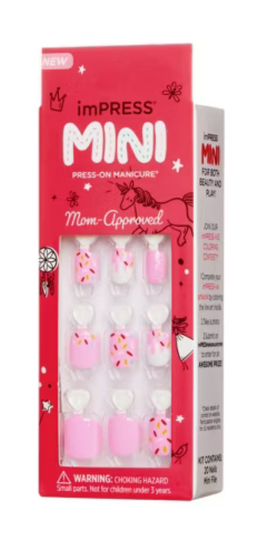 ImPRESS Press-On Manicure Mini Press-On Nails para niños - Super Duper - 21pcs