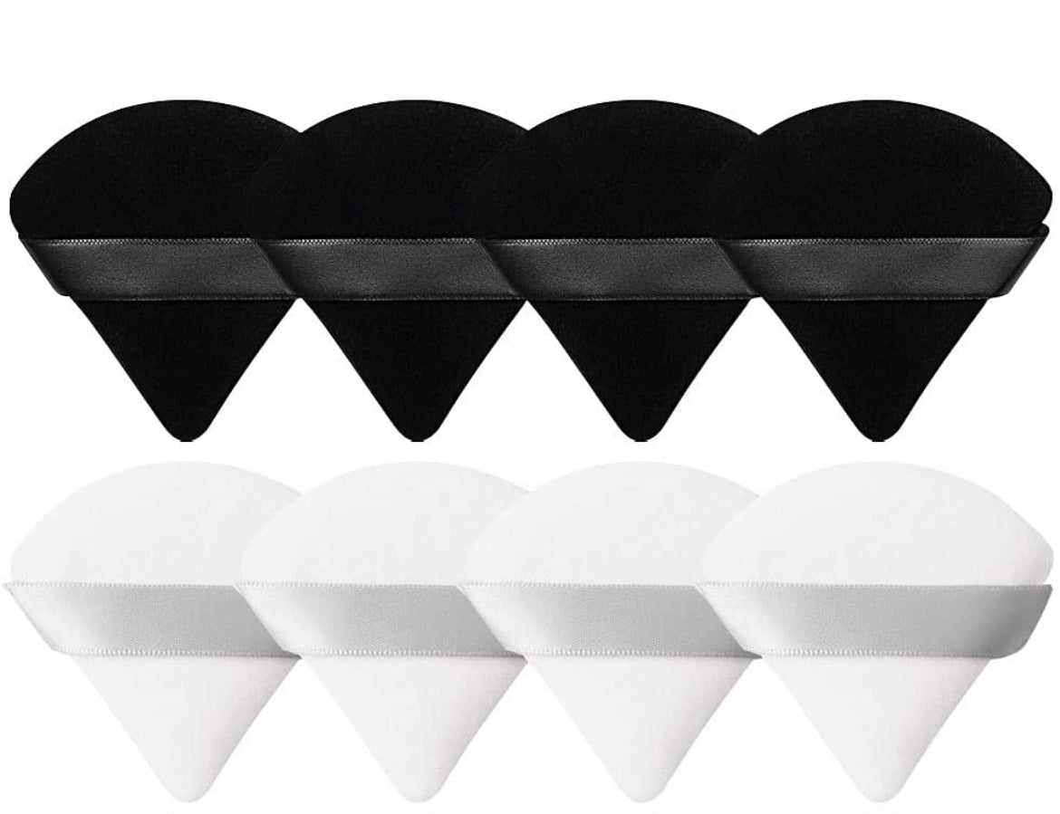 12 piezas de almohadilla de polvo triangular para polvo facial, almohadillas de maquillaje de terciopelo para polvo, esponja de maquillaje rosa, esponjas de polvo para polvo facial